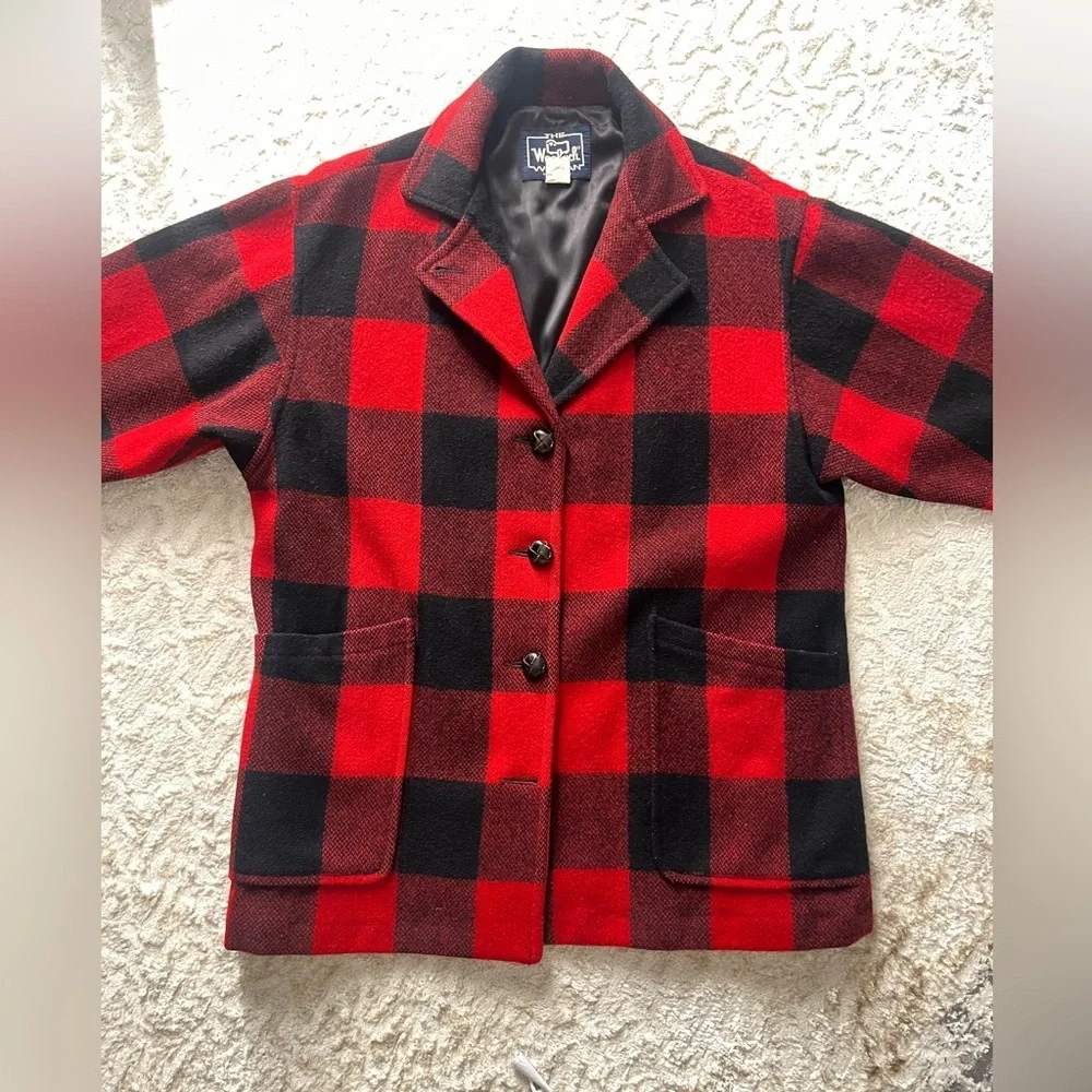 Vintage Woolrich wool Women's buffalo plaid Jacket 80s size large - Picture 1 of 7